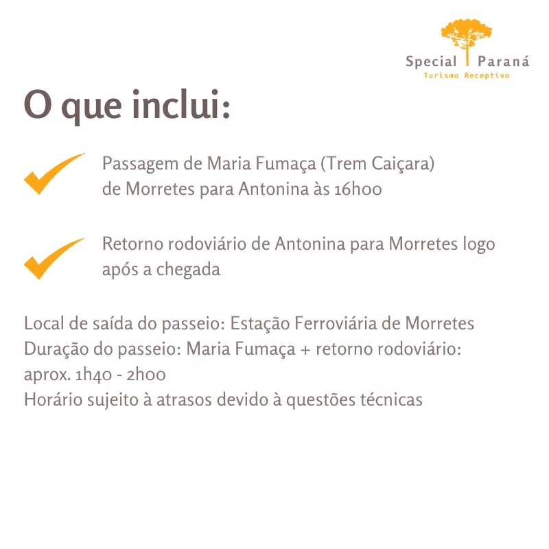 Maria Fumaça Morretes / Antonina - saída às 16h00 - Imagem 2