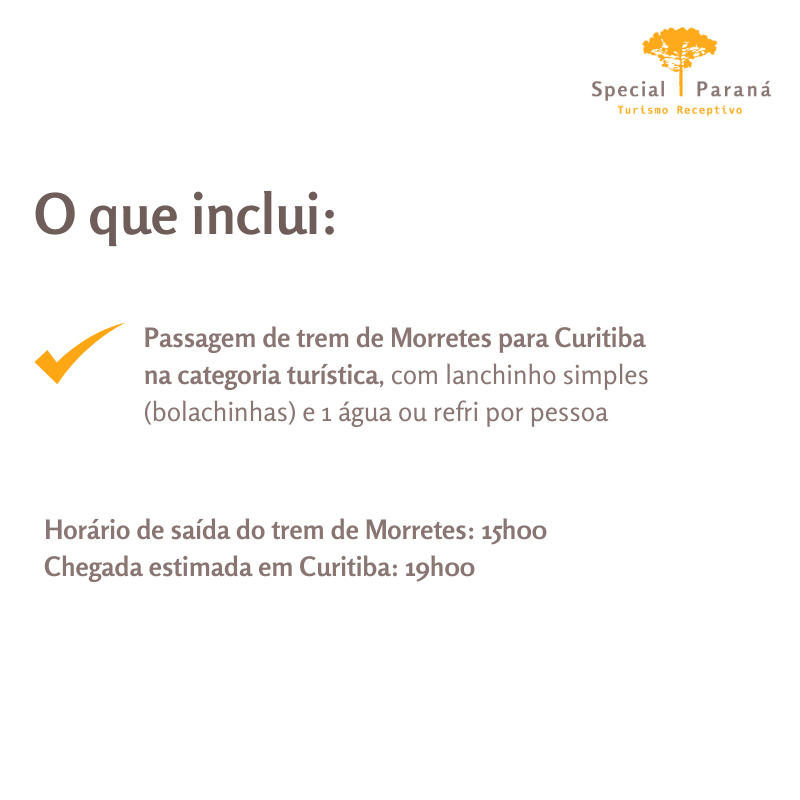 Passagem Volta Trem Turístico Morretes - Curitiba - Imagem 2